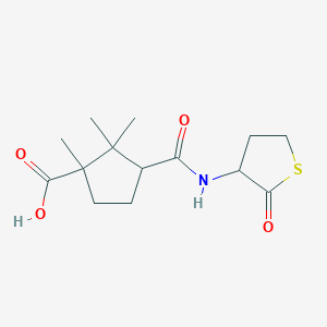 molecular formula C14H21NO4S B009448 1,2,2-Trimethyl-3-[(2-oxothiolan-3-yl)carbamoyl]cyclopentane-1-carboxylic acid CAS No. 105441-20-1