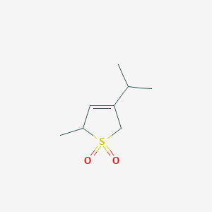 molecular formula C8H14O2S B009509 Thiophene, 2,5-dihydro-2-methyl-4-(1-methylethyl)-, 1,1-dioxide (9CI) CAS No. 104664-76-8