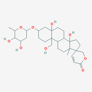 molecular formula C29H44O9 B095279 (3beta,5beta)-3-[(2,6-dideoxy-beta-D-ribo-hexopyranosyl)oxy]-5,14,19-trihydroxycard-20(22)-enolide CAS No. 18695-02-8
