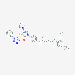 molecular formula C40H50N8O3S B009549 4-[2,4-bis(2-methylbutan-2-yl)phenoxy]-N-[4-[5-oxo-4-(1-phenyltetrazol-5-yl)sulfanyl-3-pyrrolidin-1-yl-4H-pyrazol-1-yl]phenyl]butanamide CAS No. 107047-27-8