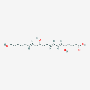 molecular formula C20H34O5 B009576 5,12,20-Trihydroxy-6,8,14-eicosatrienoic acid CAS No. 102910-23-6