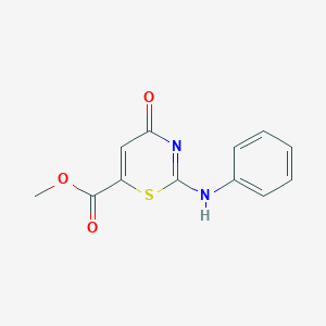 molecular formula C12H10N2O3S B096178 2H-1,3-Thiazine-6-carboxylic acid, 3,4-dihydro-4-oxo-2-(phenylimino)-, methyl ester CAS No. 16238-38-3
