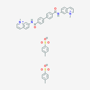 molecular formula C48H44N4O8S2+2 B096868 Quinolinium, 7,7'-(p,p'-biphenylylenebis(carbonylimino))bis(1-methyl-, ditosylate CAS No. 18355-53-8