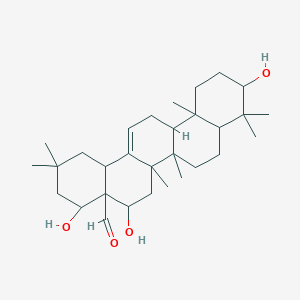 molecular formula C30H48O4 B096910 4,5,10-Trihydroxy-2,2,6a,6b,9,9,12a-heptamethyl-1,3,4,5,6,6a,7,8,8a,10,11,12,13,14b-tetradecahydropicene-4a-carbaldehyde CAS No. 18443-26-0