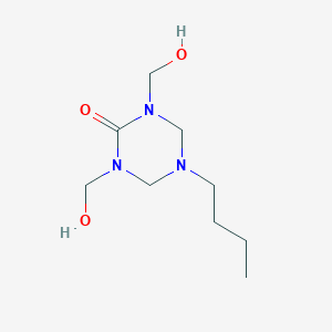 molecular formula C9H19N3O3 B096951 1,3,5-Triazin-2(1H)-one, 5-butyltetrahydro-1,3-bis(hydroxymethyl)- CAS No. 16356-33-5