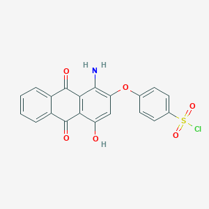 molecular formula C20H12ClNO6S B097327 Benzenesulfonyl chloride, 4-[(1-amino-9,10-dihydro-4-hydroxy-9,10-dioxo-2-anthracenyl)oxy]- CAS No. 18122-67-3