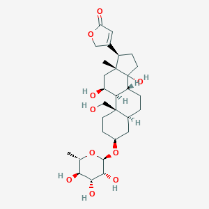 molecular formula C29H44O10 B097826 3-[(3S,5S,8R,9S,10R,11S,13R,17R)-11,14-二羟基-10-(羟甲基)-13-甲基-3-[(2R,3R,4R,5R,6S)-3,4,5-三羟基-6-甲基氧杂-2-基]氧基-1,2,3,4,5,6,7,8,9,11,12,15,16,17-十四氢环戊并[a]菲并[17-基]-2H-呋喃-5-酮 CAS No. 17669-76-0