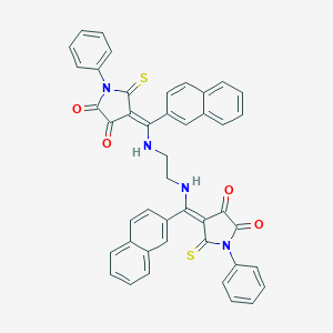 molecular formula C44H30N4O4S2 B009789 (4E)-4-[[2-[[(E)-(4,5-dioxo-1-phenyl-2-sulfanylidenepyrrolidin-3-ylidene)-naphthalen-2-ylmethyl]amino]ethylamino]-naphthalen-2-ylmethylidene]-1-phenyl-5-sulfanylidenepyrrolidine-2,3-dione CAS No. 107888-03-9