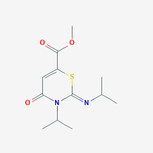 molecular formula C12H18N2O3S B097911 2H-1,3-Thiazine-6-carboxylic acid, 3,4-dihydro-3-isopropyl-2-(isopropylimino)-4-oxo-, methyl ester CAS No. 16238-36-1