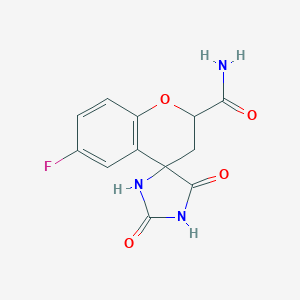 molecular formula C12H10FN3O4 B009852 6-氟-2',5'-二氧代-2,3-二氢螺[色满-4,4'-咪唑烷]-2-甲酰胺 CAS No. 105300-43-4