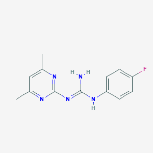 molecular formula C13H14FN5 B099065 GUANIDINE, 1-(4,6-DIMETHYL-2-PYRIMIDINYL)-3-(p-FLUOROPHENYL)- CAS No. 16018-65-8