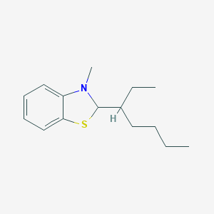 molecular formula C15H23NS B009959 Benzothiazole,2-(1-ethylpentyl)-2,3-dihydro-3-methyl-(9ci) CAS No. 104169-07-5