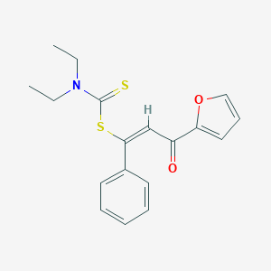 molecular formula C18H19NO2S2 B009987 3-(2-Furanyl)-3-oxo-1-phenyl-1-propenyl diethylcarbamodithioate CAS No. 106128-43-2