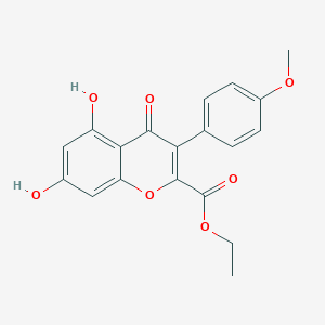 molecular formula C19H16O7 B099875 2-Carbethoxy-5,7-dihydroxy-4'-methoxyisoflavone CAS No. 15485-76-4